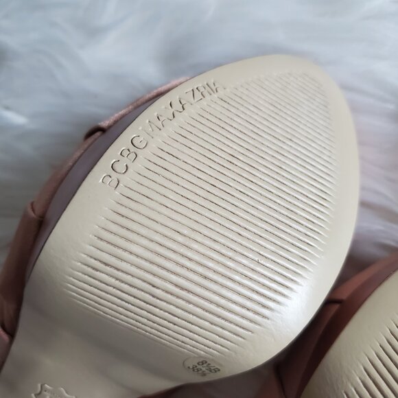 BCBGMAXAZRIA Pink Satin Peep Toe Pumps SZ 8.5 - Picture 10 of 14